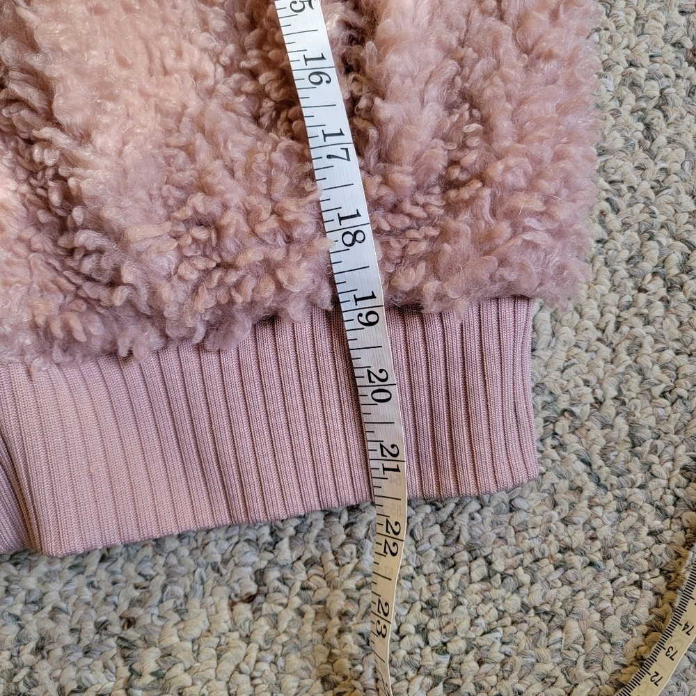 Love Tree Teddy Jacket Mauve Large Bomber Style Zip Front - Picture 11 of 14
